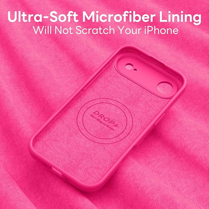 Vooii Magnetic Compatible with iPhone Air Case (Compatible with Magsafe) (Upgraded Camera Protection) Liquid Silicone Shockproof Full Body Protective Phone Cover for Women Men, Hot Pink, 6.5"