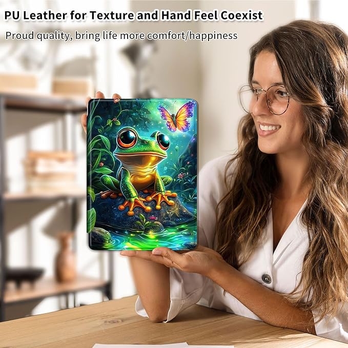 Case for Samsung Galaxy Tab S10 FE / S9 FE 5G 10.9 inch & Tab S9 11 inch, PU Leather 360° Rotating Stand Cover, Auto Sleep/Wake, Folio Smart Protective Cover, Cute Cartoon Frog