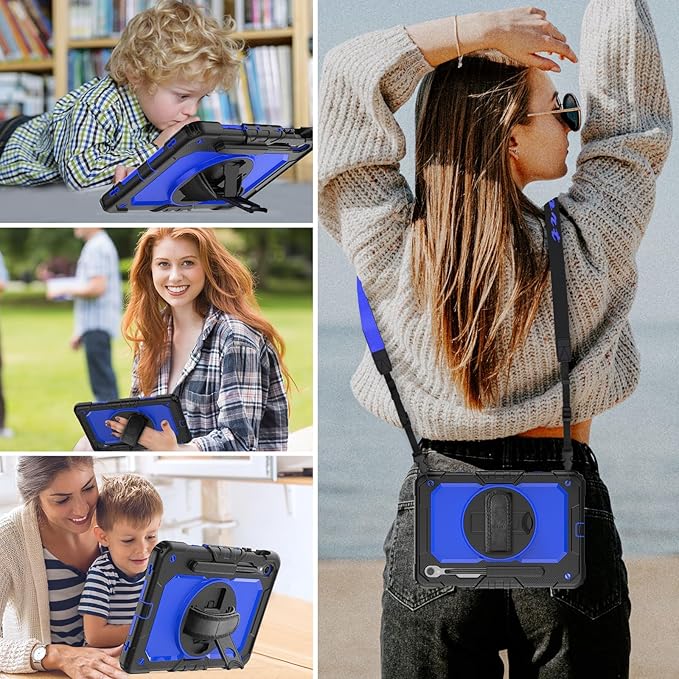 HXCASEAC Case for Samsung Galaxy Tab S10 Lite / S10 FE / S9 FE 5G 10.9 inch, Shockproof Design with Screen Protector/Hand Strap/S Pen Holder, Protective Samsung Galaxy S10 Lite Tablet Case, Blue