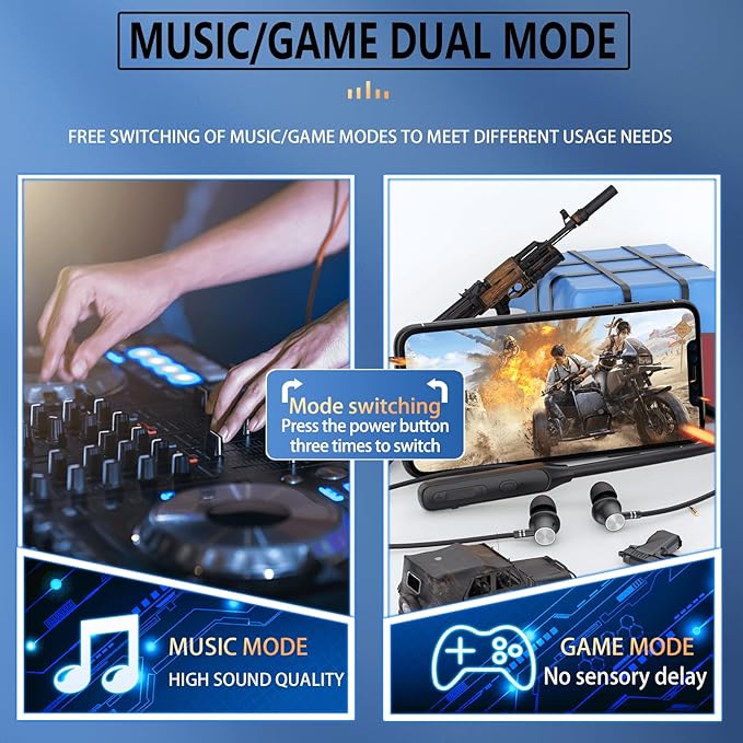 Neckband Bluetooth Headphones,V5.2 with Microphone, 35 Hours Playtime, in-Ear Bluetooth Neckband Headphones,IPX7 sweatproof deep bass is Used for Music Phone Sports. (Blue)