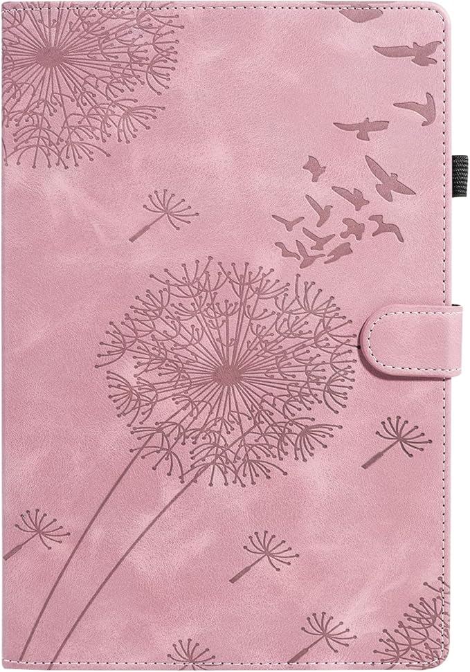 Tablet Case for Samsung Tab A 10.1, Dandelion Design with Kickstand for Pencil Holder, Magnetic Closure Case Compatible with Samsung Galaxy Tab A 10.1 Inch 2019 SM-T510 T515 T517 Rosegold Pink