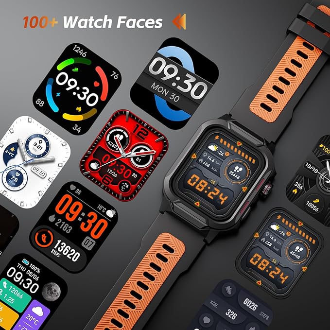 Smart Watches for Men (Answer/Make Calls), 1.96" Fitness Smart Watch with Heart Rate/Blood Oxygen/Sleep Monitor/100+ Sport Modes, 3ATM Waterproof Smartwatch Mens Watches for Android and iPhone