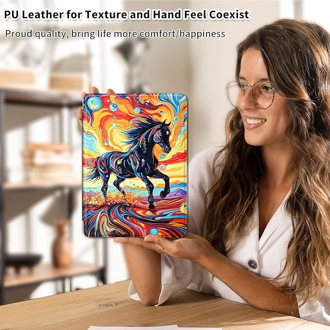 Case for Samsung Galaxy Tab S10 FE / S9 FE 5G 10.9 inch & Tab S9 11 inch, PU Leather 360° Rotating Stand Cover, Auto Sleep/Wake, Folio Smart Protective Cover, Black Stallion