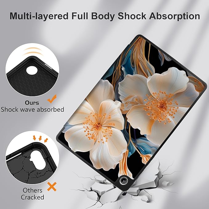 MEEgoodo Case for Samsung Galaxy Tab A9 Plus 11 inch Cover 2024 2023 with S Pen Holder, A9+ Smart Tablet Cases with Leather Trifold Stand+Soft TPU Back Shell+Smart Auto Wake/Sleep, Beautiful Fractal