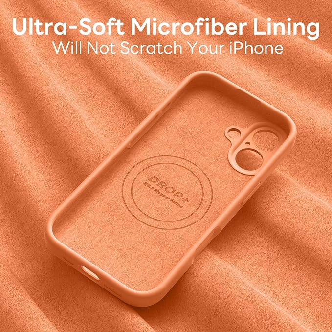 Vooii Magnetic Compatible with iPhone 17 Case (Compatible with Magsafe) (Upgraded Camera Protection) Liquid Silicone Shockproof Full Body Protective Phone Cover for Women Men, Bright Orange, 6.3"