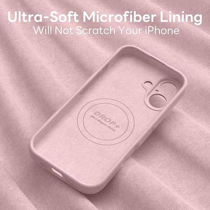 Vooii Magnetic Compatible with iPhone 17 Case (Compatible with Magsafe) (Upgraded Camera Protection) Liquid Silicone Shockproof Full Body Protective Phone Cover for Women Men, Pink Sand, 6.3"