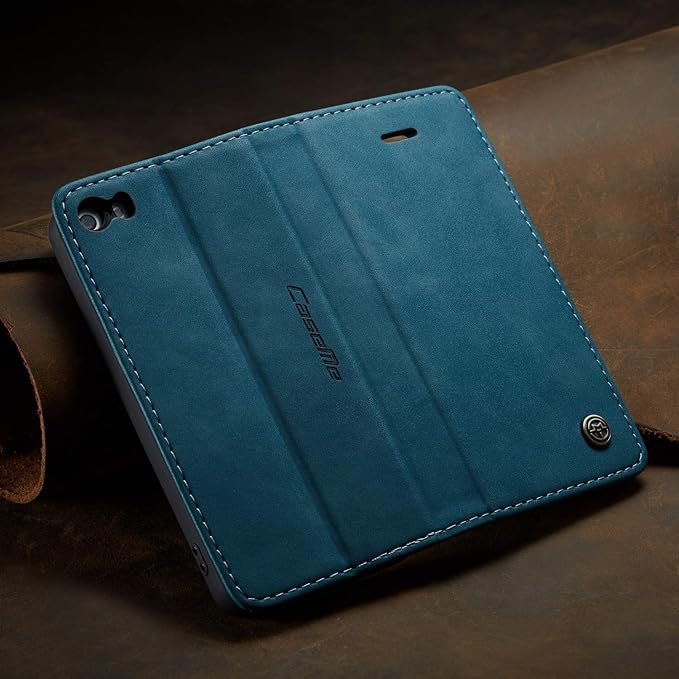 for iPhone 5 / iPhone 5S / iPhone SE (2016) Case, Flip Wallet Leather Case with Card Holder Magnetic Closure Shockproof Kickstand Protective Phone Cases Cover for iPhone 5S,Blue-Green