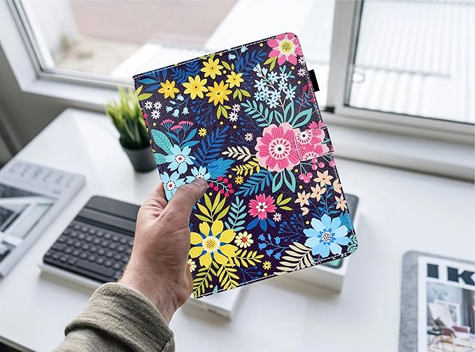 Case for Samsung Galaxy Tab A9+ Plus 11 Inch 2025 2024 2023 (SM-X210/X216/X218), Samsung Tablet A9 Plus Case, Cute PU Leather Folio Stand Cover for Galaxy Tab A9+, Auto Wake/Sleep - Cute Flowers