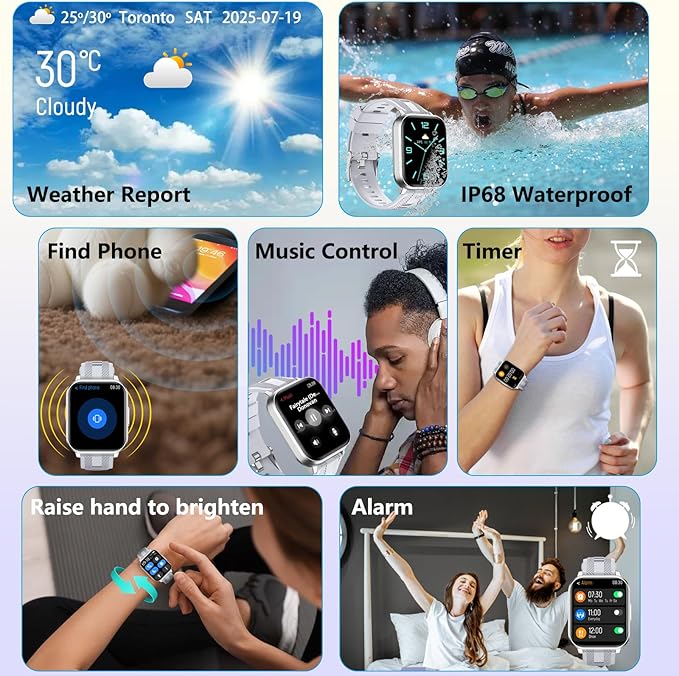 Smart Watch with Ai Functions GPS Tracking for Android Phones and iPhone Compatible Bluetooth Call Message Alert Heart Rate/Sleep Monitor IP68 Waterproof for Men Women