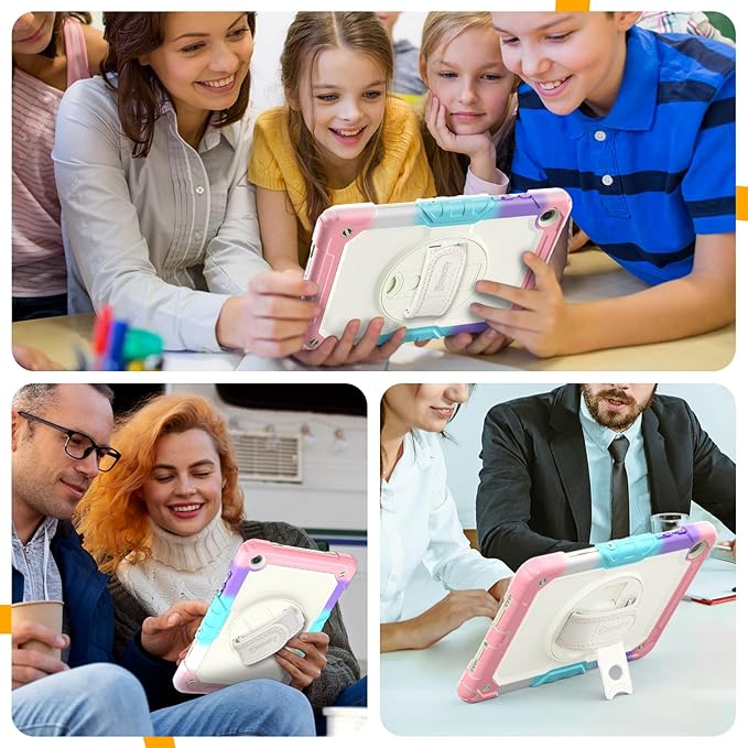 Timecity Case for Samsung Galaxy Tab A9 Plus 11 inch 2024 with Screen Protector for Girls Kids, Shockproof Case for Galaxy Tab A9+ (SM-X210/X216/X218) with Stand Hand/Shoulder Strap- Pink Camo