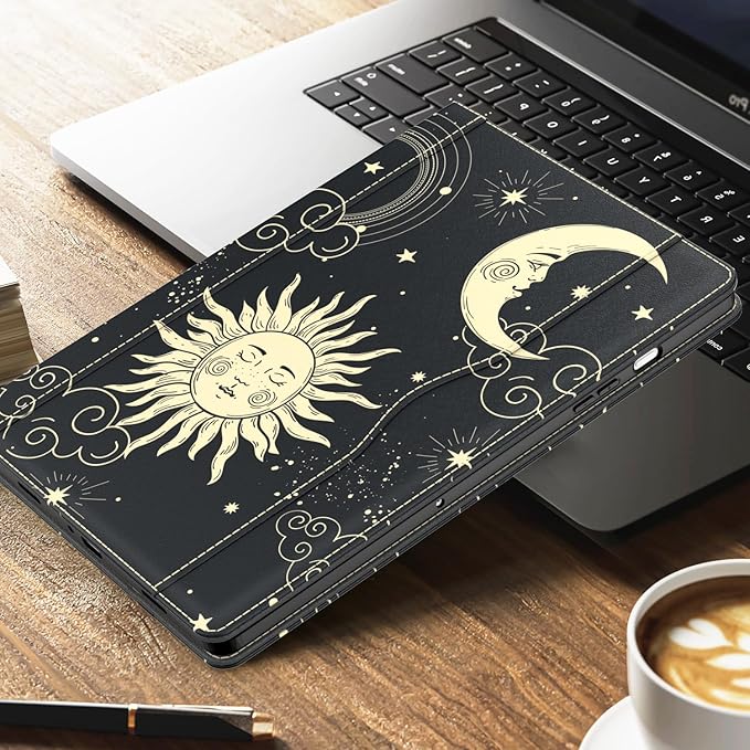 OKP Case for Samsug Galaxy Tab A9+ Plus 11 inch 2024(SM-X210/X216/X218), PU Leather Folio Cover with Multi-Angle Stand//Pen Holder, Auto Wake/Sleep Case for Galaxy A9+ 11" Tablet (Sun/Moon)