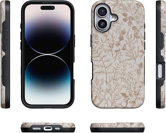 Casely iPhone 17 Case | Beige Garden | Neutral Floral | Compatible with MagSafe | Bold Protective Design
