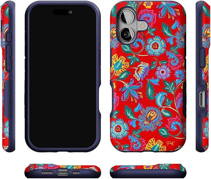 Casely iPhone 17 Case | Painted Flowers | Frida Kahlo Floral | Bold Protective Design | Compatible with MagSafe