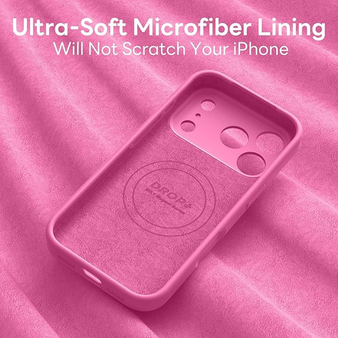 Vooii Magnetic Compatible with iPhone 17 Pro Case (Compatible with Magsafe) (Upgraded Camera Protection) Liquid Silicone Shockproof Full Body Protective Phone Cover for Women Men, Pitaya, 6.3”