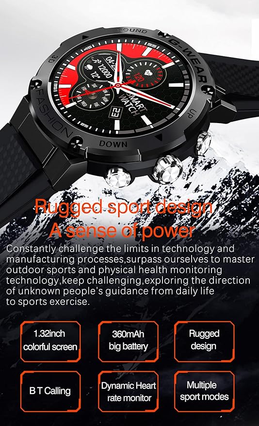 Military Smart Watch for Men(Answer/Dial Calls),100+Sports Modes, 5ATM Waterproof Fitness Watch with Heart Rate/SpO2/Blood Pressure for Android and iOS,1.32''HD DIY Screen Smart Watch-Blue