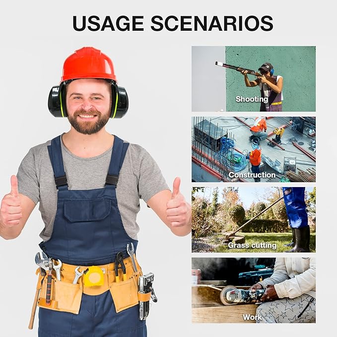 LYSIAN Foldable Noise Reduction Earmuffs, Hearing Protection Safety Ear Muffs for Shooting, Workshop,Loud Security Events