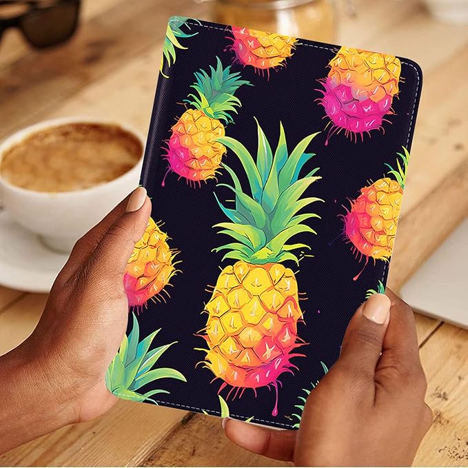 Case for Samsung Galaxy Tab S10 Lite / S10 FE / S9 FE 10.9-Inch / S9 11-Inch, Slim Lightweight PU Leather Stand Cover with Auto Wake/Sleep, Pineapple