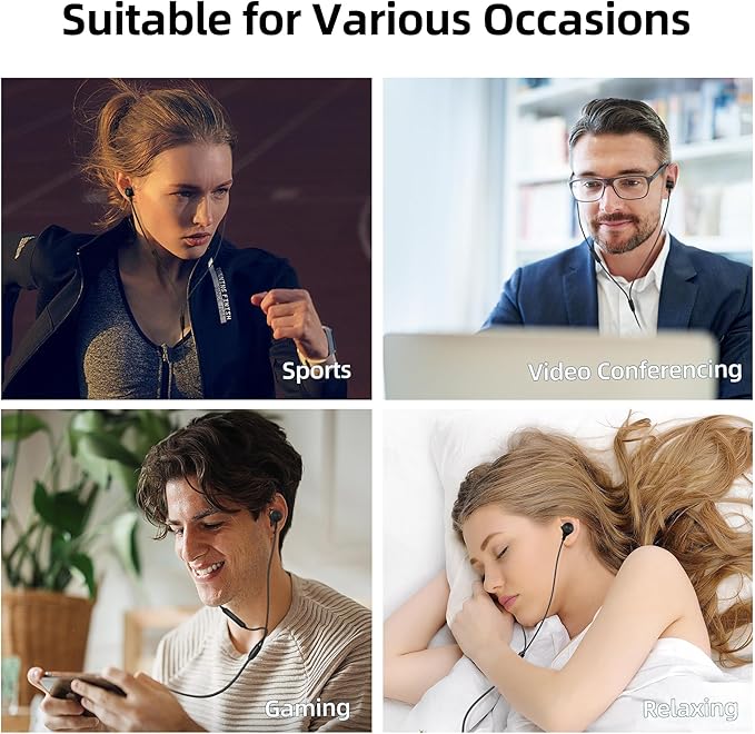 EP-06 Wired Earbuds in-Ear Earphones,Build-in Microphone Noise Isolating Headphones,3.5mm Jack 4.9ft Long Cord Ear Buds,HD Bass Audio,with 6 Ear Tips,for Smartphones/Laptop/Computer Etc-Black