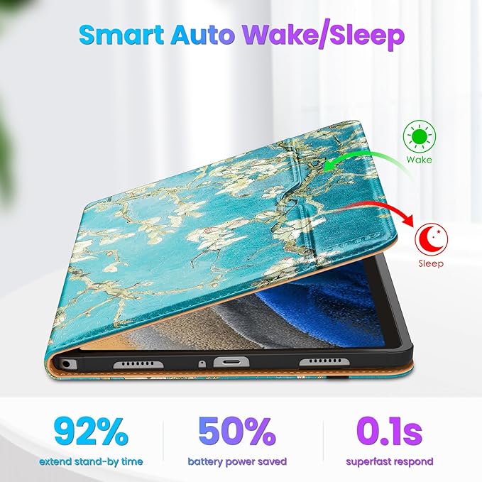 DTTO for Samsung Galaxy Tab A9 Plus 11 inch Case 2023, Premium Leather Business Folio Stand Cover with Hand Strap for Galaxy Tab A9+ 11'' 2023 Model (SM-X210/X216/X218) - Auto Wake/Sleep, Blossom