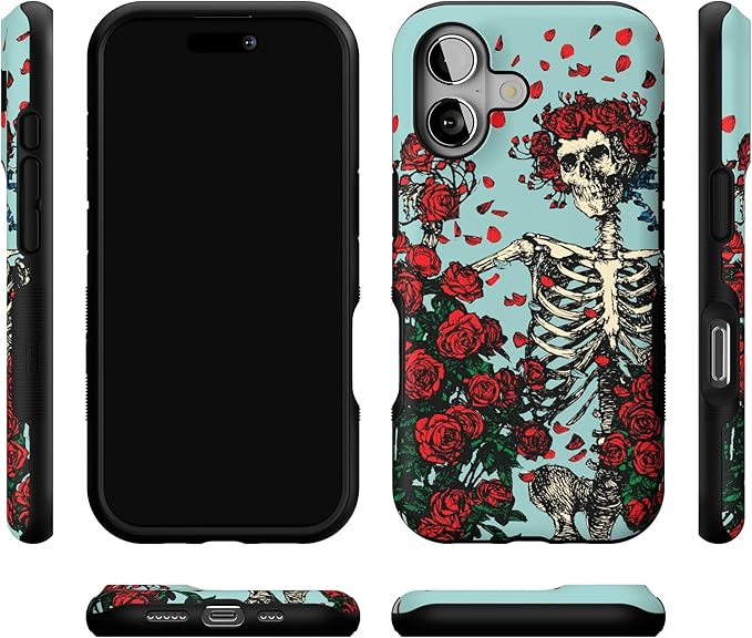 Casely iPhone 17 Case | Forever Grateful | Grateful Dead Skeleton Floral | Bold Protective Design | Compatible with MagSafe