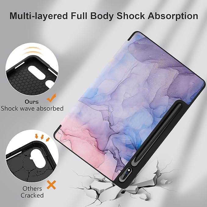 Case for Samsung Galaxy Tab S8 2022 & S7 2020, Shockproof Tablet Case for Samsung Tab S8/S7 11 inch with Auto Sleep/Wake & Trifold Stand & Soft TPU Back Cover, Abstract Marble