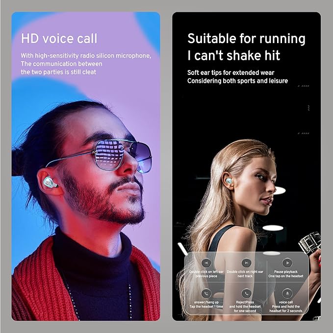 M45 True Wireless Earbuds with ENC, Bluetooth 5.3, IPX7 Waterproof, 120 Hours Long Battery Life with Built-in Mic, Compatible with iPhone & Androids (Silver)