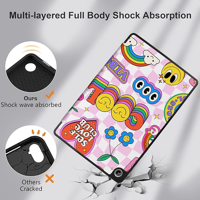 MEEgoodo Case for Samsung Galaxy Tab A9 Plus 11 inch Cover 2024 2023 with S Pen Holder, A9+ Smart Tablet Cases with Leather Trifold Stand+Soft TPU Back Shell+Smart Auto Wake/Sleep, Pattern Stickers