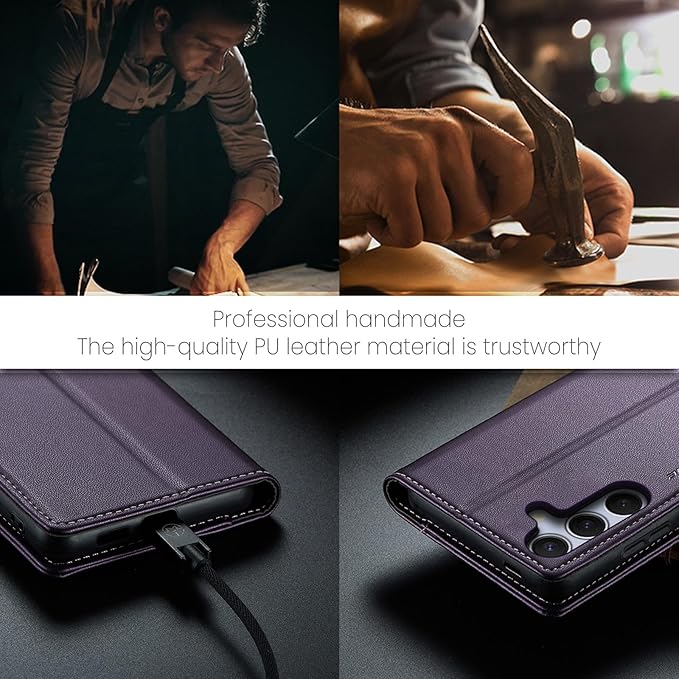 SINIANL for Samsung Galaxy S25 Wallet Case with RFID Blocking, S25 Case Wallet for Men Women with Card Holder Magnetic Clasp Kickstand Leather Book Folio Case for Galaxy S25 Purple