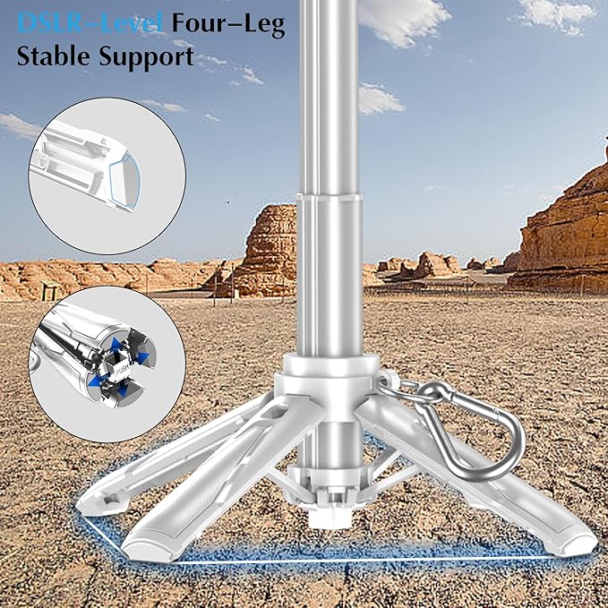 Mini Selfie Stick Tripod, 41.5cm Extendable Grip Phone Tripod with Detachable Remote Pocket Size, 4-in-1 Mini Phone Grip, 10m Wireless Shutter, Vlog Livestreaming Photography (White)