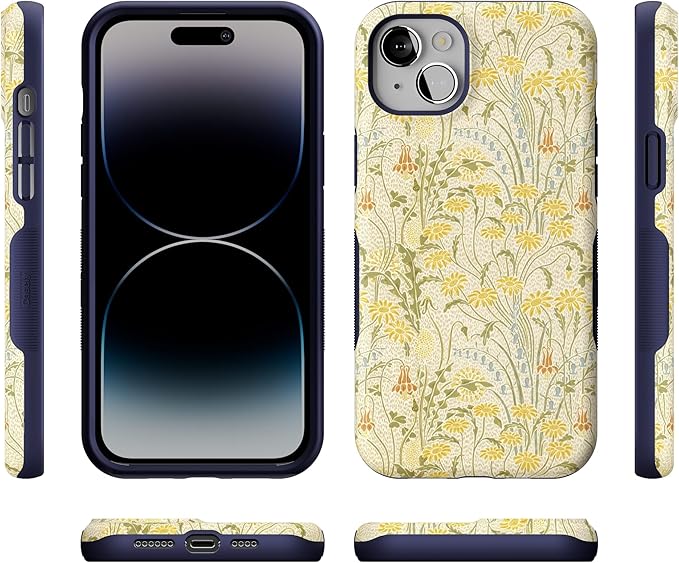 Casely iPhone 14 Case | Boho Blooms | Golden Floral | Compatible with MagSafe | Bold Protective Design