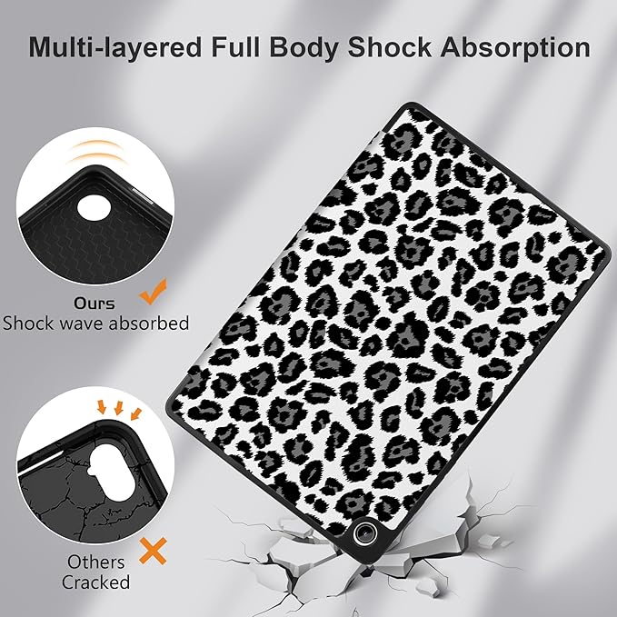 MEEgoodo Case for Samsung Galaxy Tab A9 Plus 11 inch Cover 2024 2023 with S Pen Holder,A9+ Smart Tablet Cases with Leather Trifold Stand+Soft TPU Back Shell+Smart Auto Wake/Sleep,Snow Leopard Texture