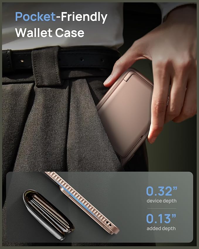 for Samsung Galaxy S25 Case with Card Holder & Camera Lens Cover Stand, Military Grade Drop Protection Shockproof Rugged Kickstand Wallet Protective Phone Case for Samsung S25 2025, Rose Gold