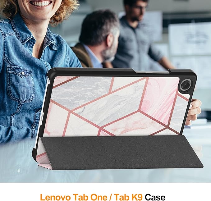 Case for Lenovo Tab One 8.7'' / Tab K9, Folding Folio Ultra-Thin PU Leather Stand Case Cover with Auto Wake/Sleep for Lenovo Tab K9 8.7 Inch Geometry