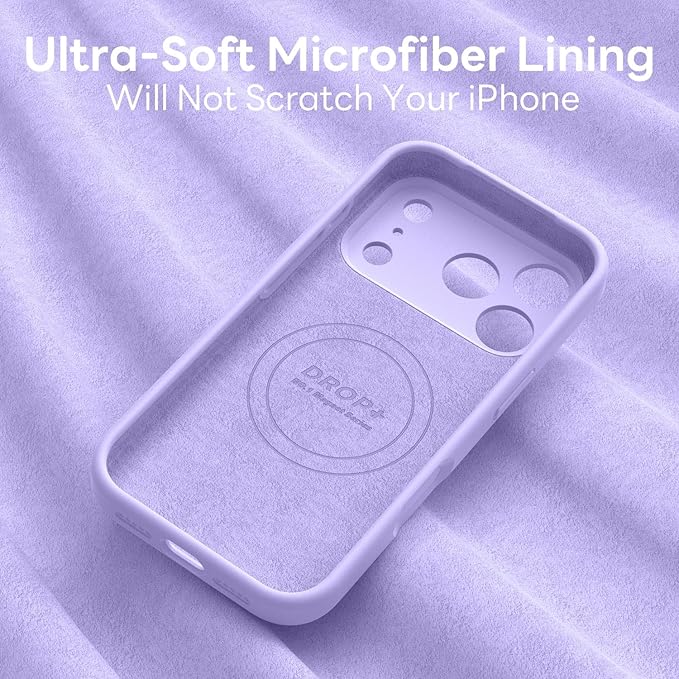 Vooii Magnetic Compatible with iPhone 17 Pro Case (Compatible with Magsafe) (Upgraded Camera Protection) Liquid Silicone Shockproof Full Body Protective Phone Cover for Women Men, Light Purple, 6.3”