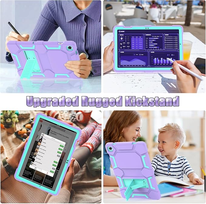 Case Compatible with Samsung Galaxy Tab A9+ / A9 Plus 11 inch 2023 - Heavy Duty Rugged Shockproof Protective Cover with Kickstand - for Samsung Tab A9+ Tablet (SM-X210/X216/X218), Purple+Green