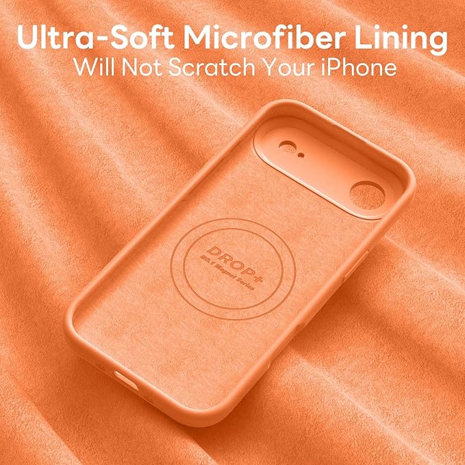 Vooii Magnetic Compatible with iPhone Air Case (Compatible with Magsafe) (Upgraded Camera Protection) Liquid Silicone Shockproof Full Body Protective Phone Cover for Women Men, Bright Orange, 6.5"