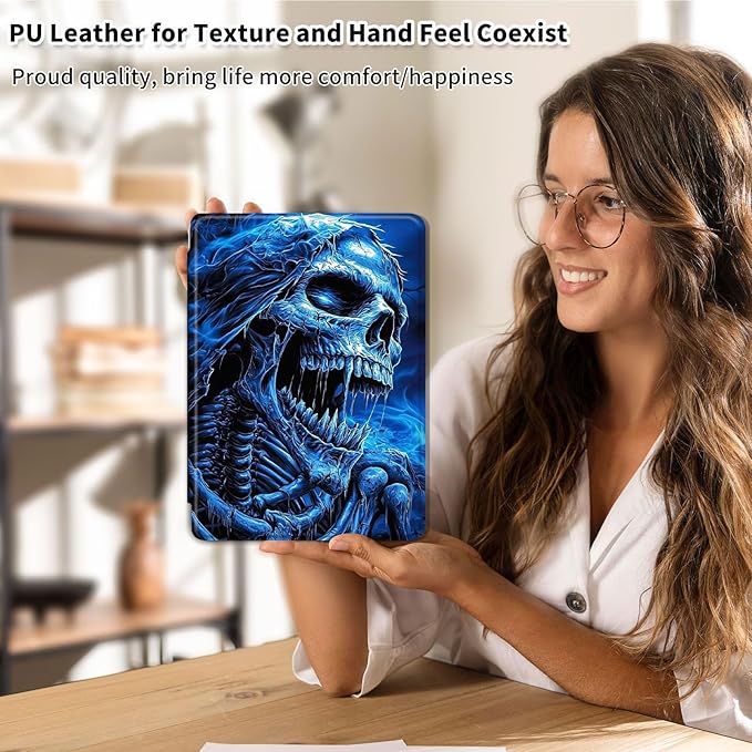 Case for Samsung Galaxy Tab S10 Ultra/Tab S9 Ultra 14.6-Inch, 360 Degree Rotating Folio Stand Smart Cover for Galaxy Tab S10 Ultra/ S9 Ultra 14.6'', Auto Sleep/Wake, Blue Skeleton