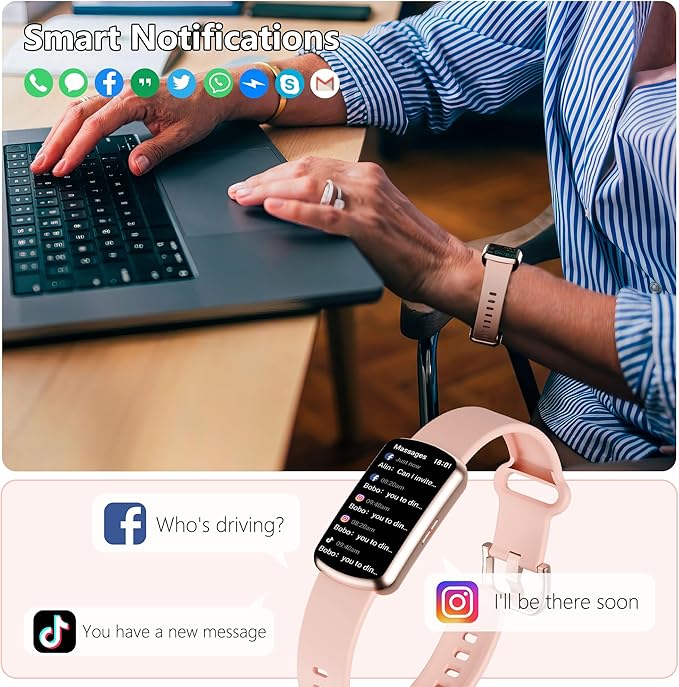 Health Fitness Tracker, Smart Watch with 24/7 Heart Rate and Blood Pressure Monitor, Activity Tracker with Blood Oxygen, 120 Sport Mode Waterproof Sleep Tracker for Women Men (Pink)