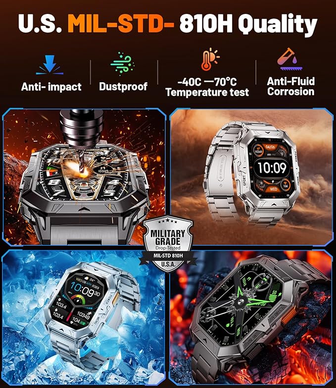 LIGE Smart Watch for Men with Make/Answer Call, 2.13"AMOLED Screen Fitness Watches for Men with 1000mAh Battery, 5ATM Swimproof Smartwatch, 110 Sports Modes Fitness Tracker, Heart Rate/Sleep Tracking