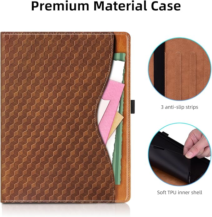 Case for Lenovo Tab P12 12.7 inch (TB370FU),Retro Folio Shell for Lenovo Xiaoxin Pad Pro 12.7 inch Multi-Angle Stand Cover PU Leather with Card Pocket,Brown