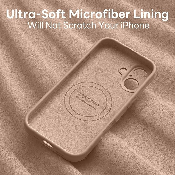 Vooii Magnetic Compatible with iPhone 17 Case (Compatible with Magsafe) (Upgraded Camera Protection) Liquid Silicone Shockproof Full Body Protective Phone Cover for Women Men, Light Brown, 6.3"