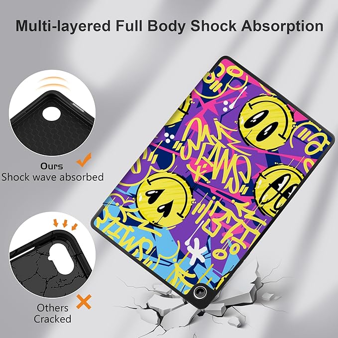 MEEgoodo Case for Samsung Galaxy Tab A9 Plus 11 inch Cover 2024 2023 with S Pen Holder, A9+ Smart Tablet Cases with Leather Trifold Stand+Soft TPU Back Shell+Smart Auto Wake/Sleep, Art Graffiti Style