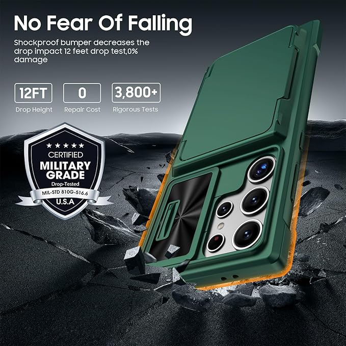 for Samsung Galaxy S24 Ultra Wallet Case with RFID Blocking Card Holder, Camera Cover and Kickstand, Full Body Shockproof Wallet Case for S24 Ultra 6.8In for Women Men-Dark Green(Upgraded)