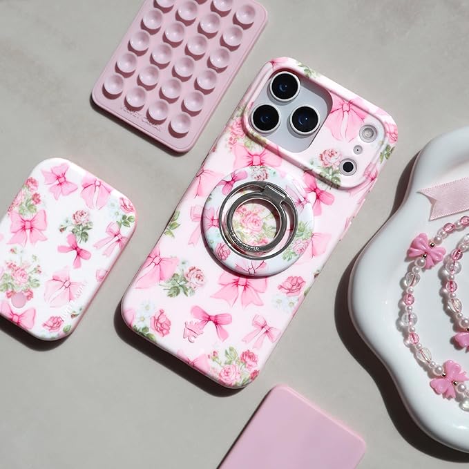 VELVET CAVIAR Case for iPhone 17 | Compatible with MagSafe | 10ft Drop Tested | Protective Designer Cases | Posie Pink Bow