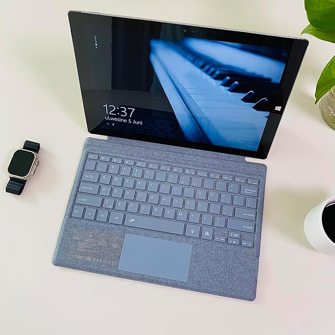 Type Cover for Microsoft Surface Pro 7+ / Pro 7 / Pro 6 / Pro 5 / Pro 4 / Pro 3, 12.3 inch, Ultra-Slim Wireless Tablet Keyboard with Multi Touchpad Bluetooch (Ice Blue)