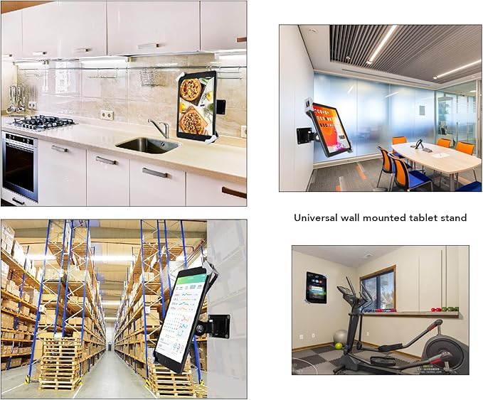 Tablet Wall Mount Holder with Anti Theft Lock,Rotate Design,Multi Angle,Bracket for Most 8 to 10.4 Inch,and for iPad 7.9" 8.3" 9.7" 10.2" 10.5" 10.9"& 11",Galaxy tab,& More,(Silver)