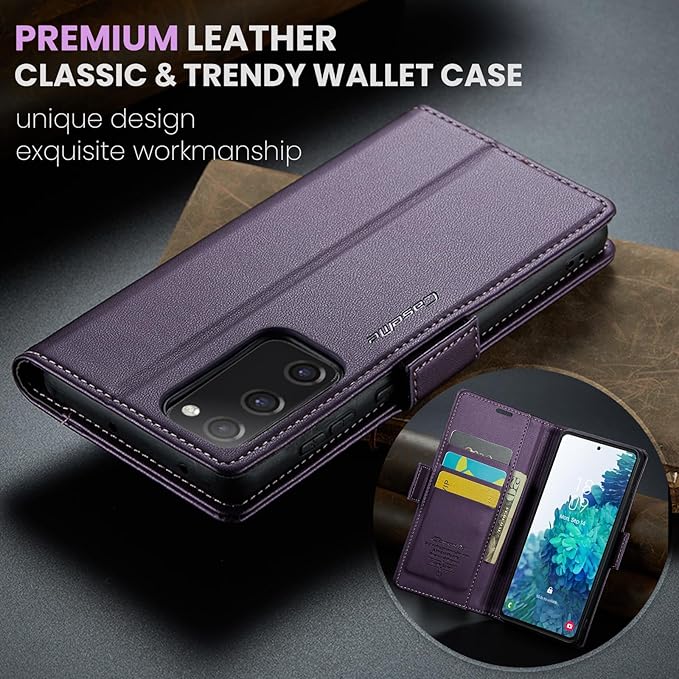 Case for Samsung Galaxy S20 FE Wallet Case, RFID Blocking PU Leather Flip Folio Cover Card Holder Kickstand Shockproof Phone Case Compatible with Samsung Galaxy S20 FE, Purple