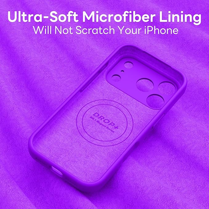 Vooii Magnetic Compatible with iPhone 17 Pro Max Case (Compatible with Magsafe) (Upgraded Camera Protection) Liquid Silicone Shockproof Full Body Protective Phone Cover for Women Men, Neon Purple