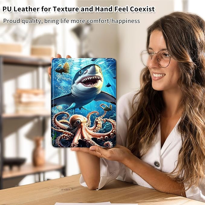 Case for Samsung Galaxy Tab A9+/A9 Plus 11 Inch 2023 Tablet Case, 360 Degree Rotating Folio Stand Smart Cover for Galaxy Tab A9+ Tablet SM-X210/X216/X218, Auto Sleep/Wake, Shark Octopus