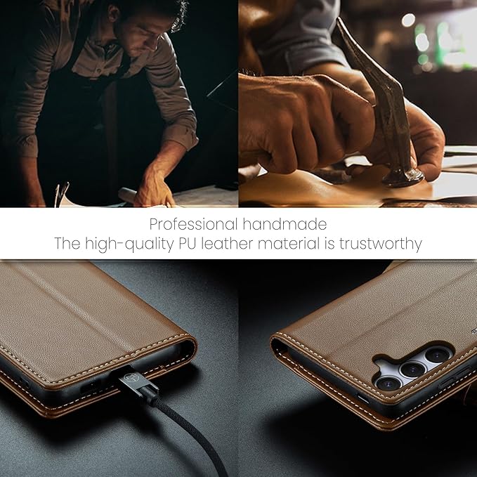 SINIANL for Samsung Galaxy S25 Wallet Case with RFID Blocking, S25 Case Wallet for Men Women with Card Holder Magnetic Clasp Kickstand Leather Book Folio Case for Galaxy S25 Brown